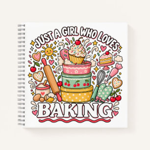 Cuaderno Sólo una chica que ama regalar hornear rosa retro 