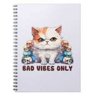 Cuaderno Sólo vibraciones malas - Diseño gótico de gatos y