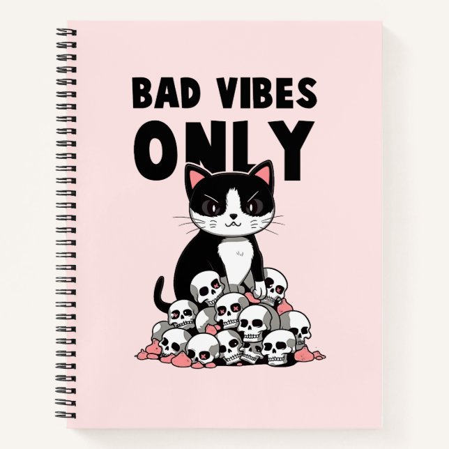 Cuaderno Sólo vibraciones malas: gatos y cráneos (Anverso)