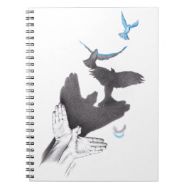 Cuaderno Sombra de mano Aves voladoras Ilusión Arte surreal