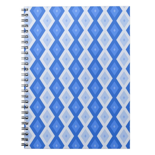 Cuaderno Sombras de patrón de diamante azul (Frente)
