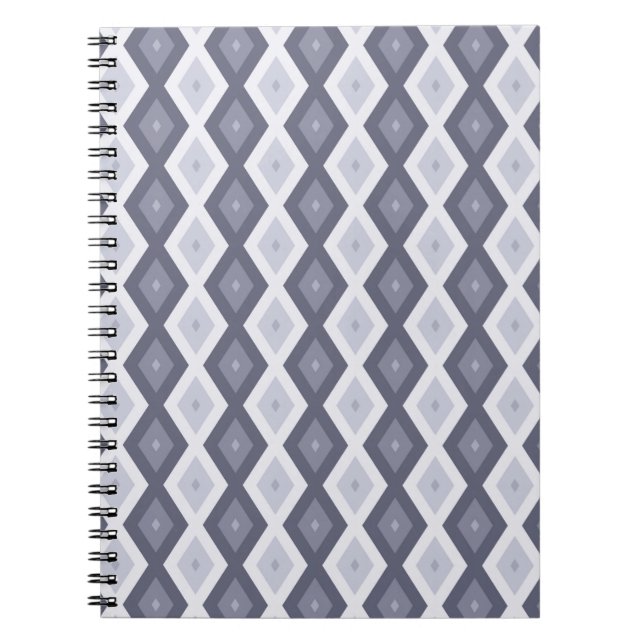 Cuaderno Sombras de patrón de diamante gris azul (Frente)