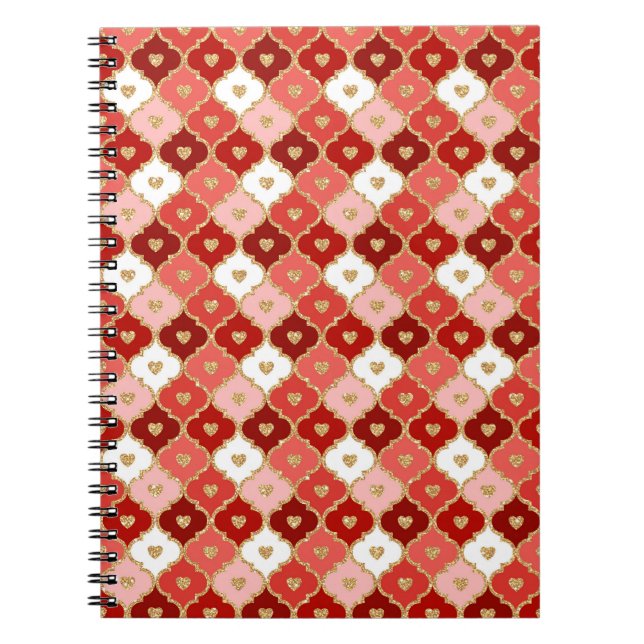 CUADERNO SOMBRAS DE PATRÓN DE VALENTINA ORNADO ROJO DE ROJO (Frente)
