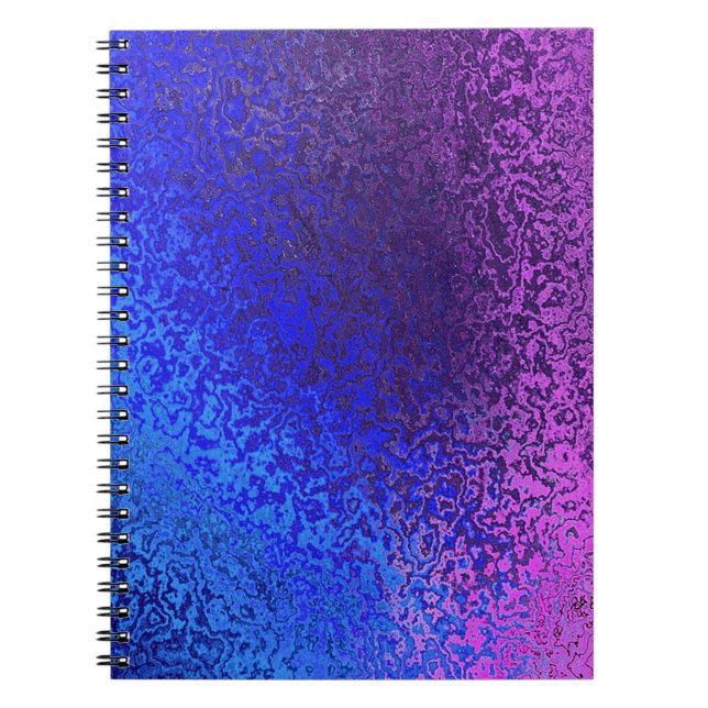 Cuaderno Sombras del ligador espiral azul y púrpura (Frente)