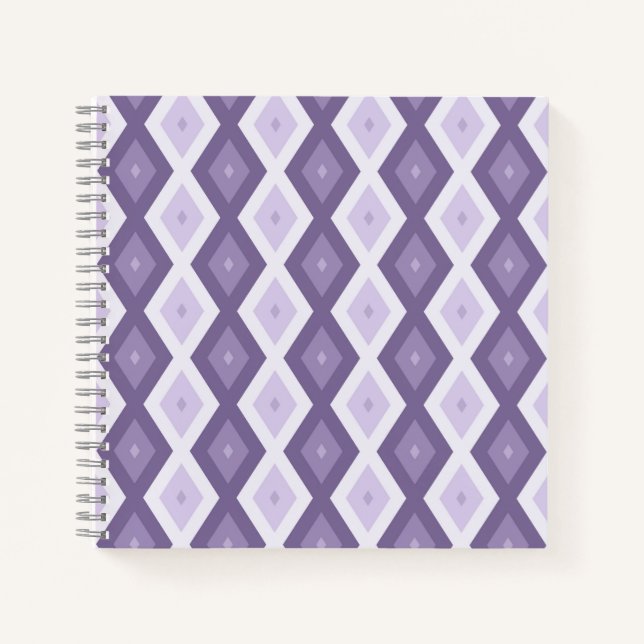 Cuaderno Sombras del patrón de diamantes de lavanda (Anverso)