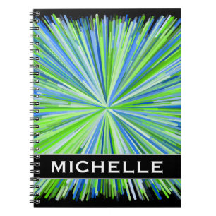 Cuaderno Sombras del patrón de ráfagas de la línea verde