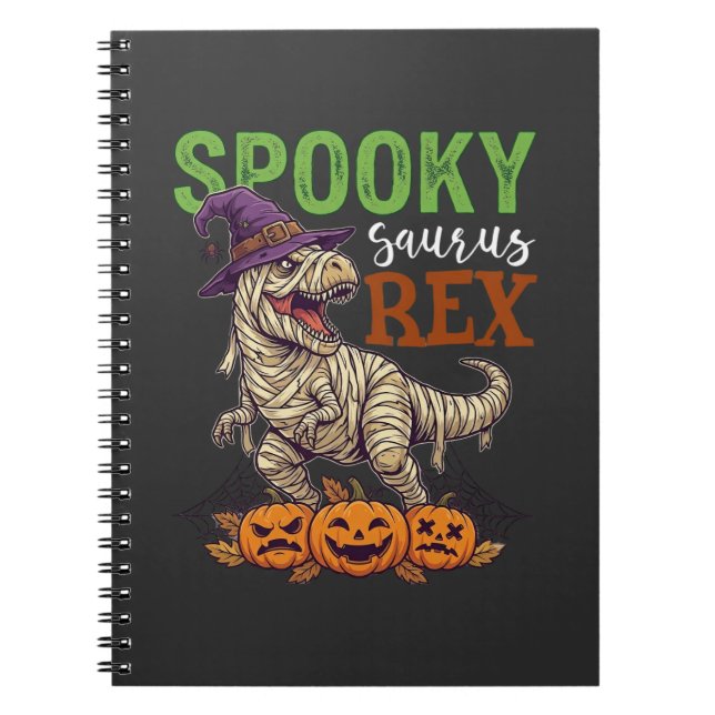 Cuaderno Sombrero de bruja de dinosaurio mummy Spooky Sauru (Frente)
