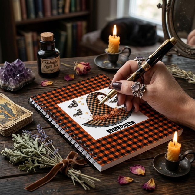 Cuaderno Sombrero de Bruja de Halloween de Cuadros Naranja  (Subido por el creador)