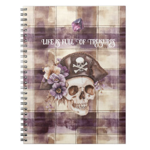 Cuaderno Sombrero de cráneo púrpura bronceado floral amatis