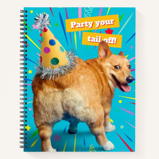 Cuaderno Sombrero de cumpleaños para culo de Corgi (Anverso)