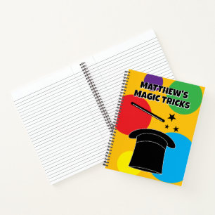 Cuaderno Sombrero de mago y varita mágica personalizados
