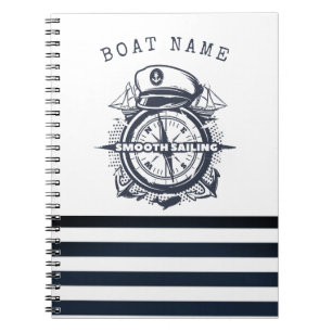 Cuaderno Sombrero Náutico, Ancla, Rueda Azul Marinho Rayado