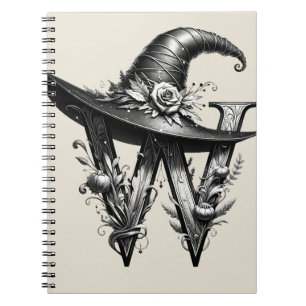 Cuaderno Sombrero Negro de Bruja Letra W Hechizo Mágico