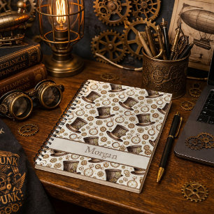 Cuaderno Sombrero Victoriano Personalizado Steampunk y Nomb