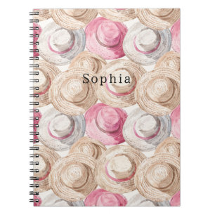Cuaderno Sombreros de paja blancos crema rosa