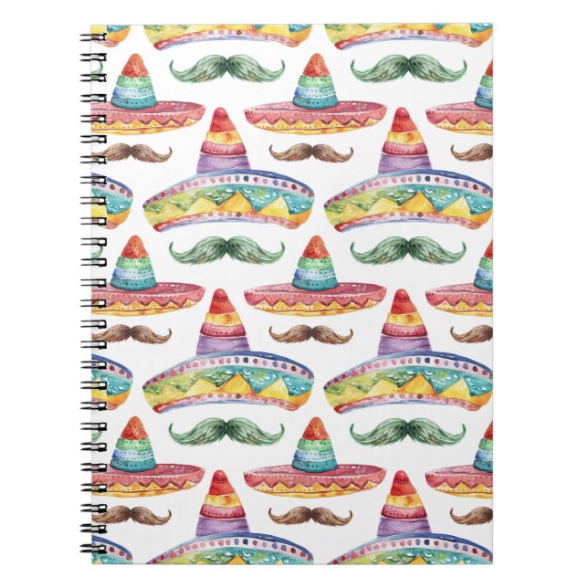 Cuaderno Sombreros Fiesta Cinco de Mayo Bigotes (Frente)