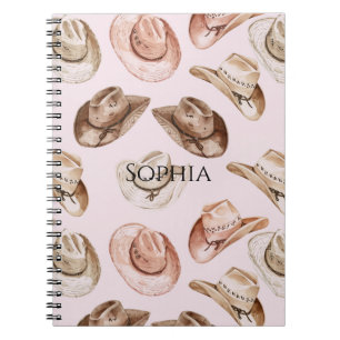 Cuaderno Sombreros occidentales de vaquera bonitos rosados