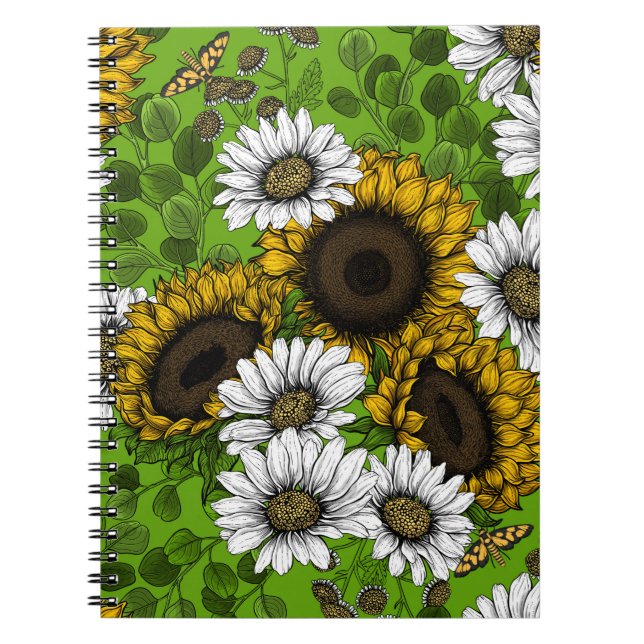 Cuaderno Sombrillas y margaritas, jardín de verano (Frente)