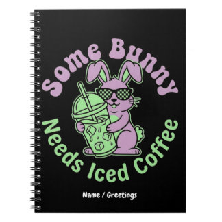 Cuaderno  Some Bunny Needs Iced Coffee Retro Spring Easter 