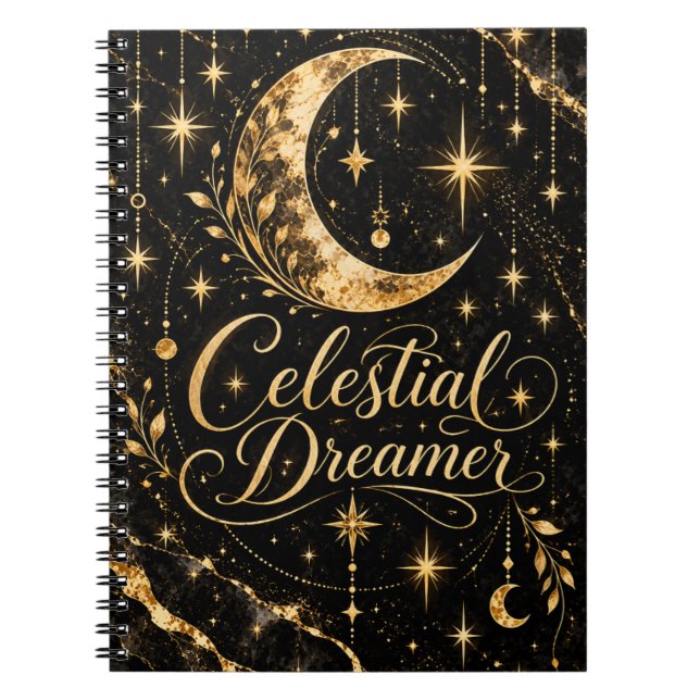 Cuaderno Soñador Celestial Luna y Estrellas (Frente)