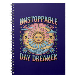 Cuaderno Soñador imparable diseño retro Sol Luna 