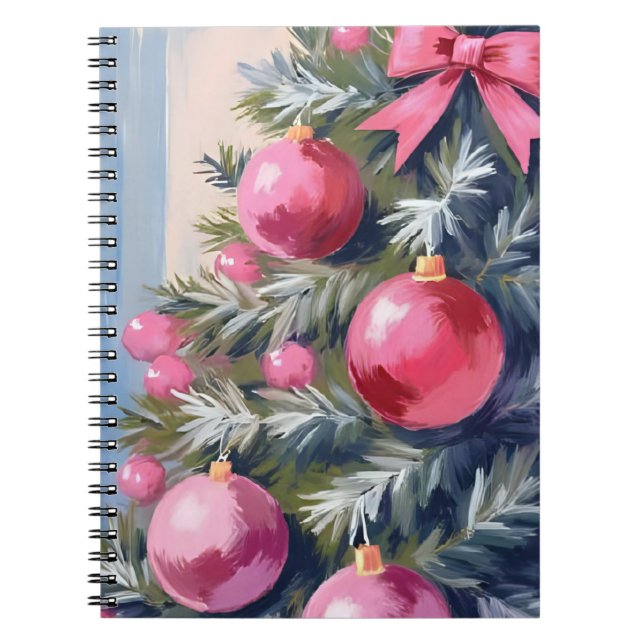 Cuaderno Soñando con una Navidad Rosa | Alegre Acuarela (Frente)