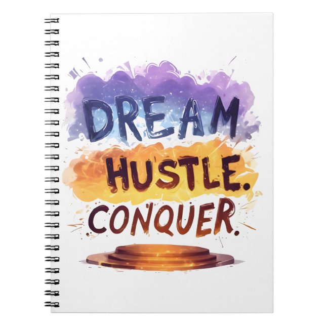 Cuaderno Soñar. Hustle. Conquistar. - Tipografía motivacion (Frente)