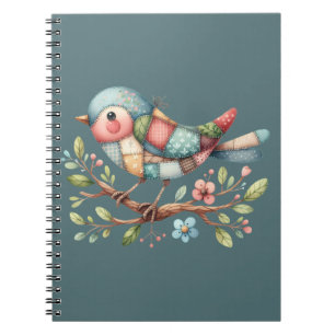 Cuaderno Songbird de trabajo en mosaico en rama en floració