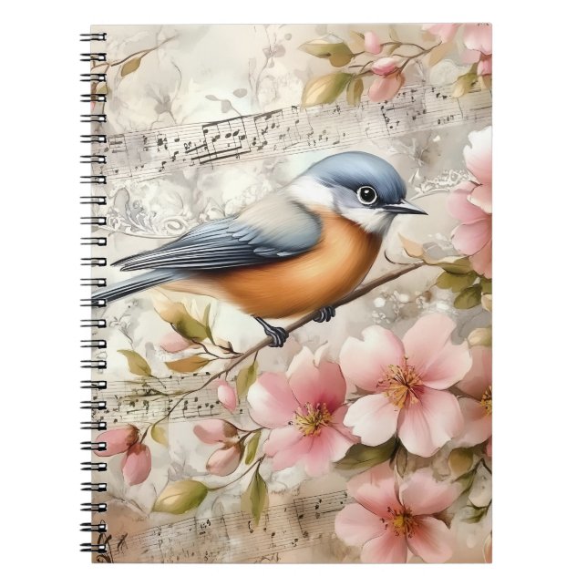 Cuaderno Songbird Flores Rosadas | (Frente)
