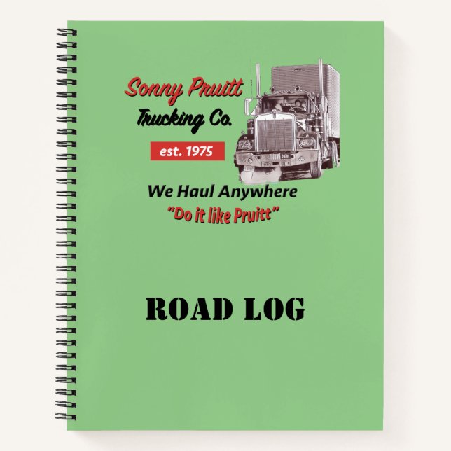 Cuaderno Sonny Pruitt Trucking Company Road Log (Anverso)