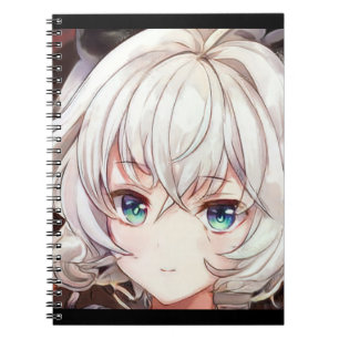 Cuaderno Sonriente chica de anime manga de plata de cabello