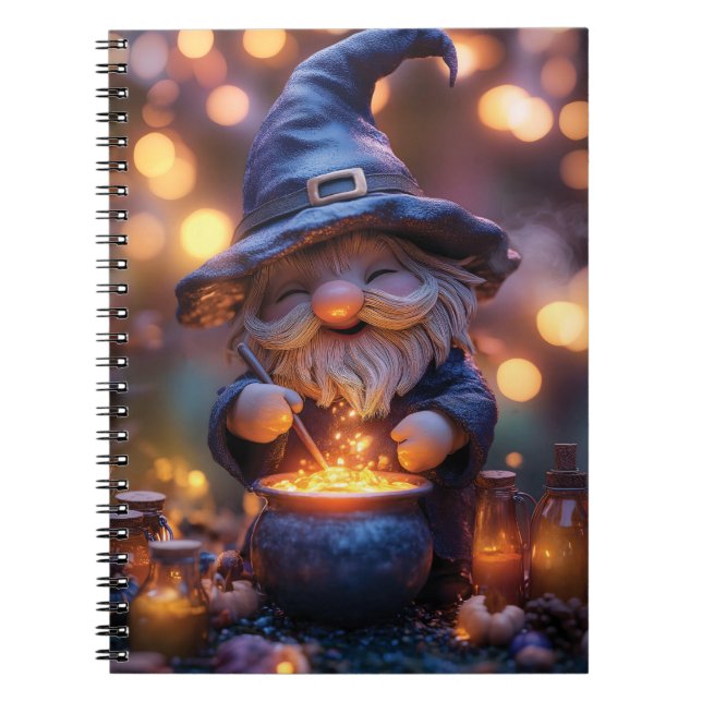 Cuaderno Sonriente Gnome Stirring Magic Pot (Frente)