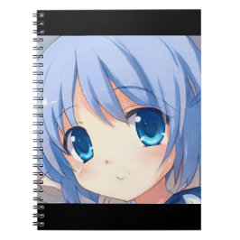 Cuaderno Sonriente lindo manga anime chica ojos azules viol