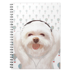 Cuaderno Sonrisa Perro escuchando música con Notebo de audí