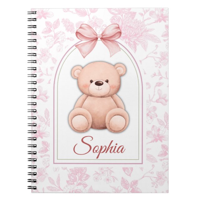 Cuaderno Sophia | Diseño de guardería de osito rosado perso (Frente)
