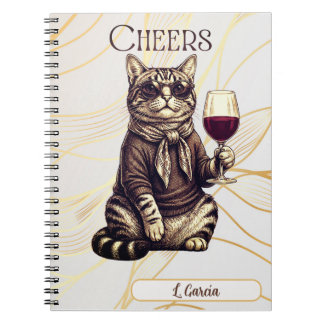 Cuaderno Sophisticated Cat Wine Lover Notebook
