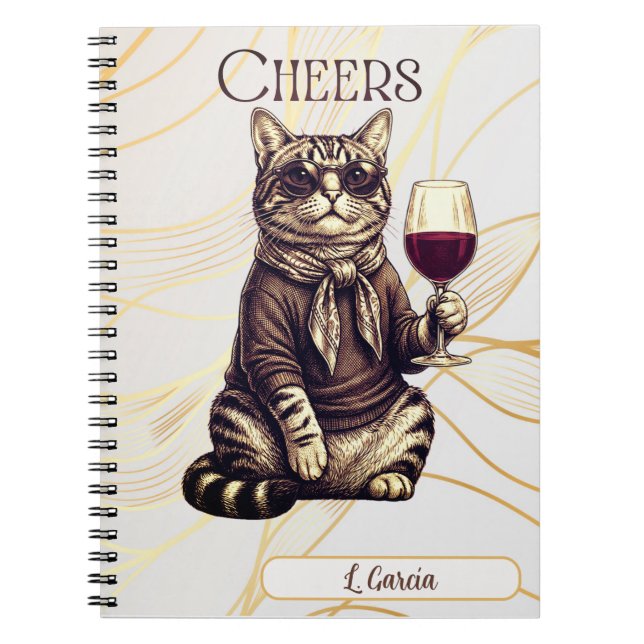 Cuaderno Sophisticated Cat Wine Lover Notebook (Frente)