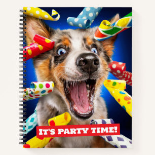 Cuaderno Sopladores de fiesta de perro feliz