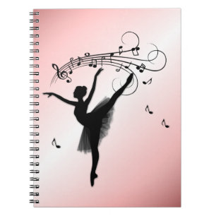 Cuaderno Sorprendente bailarina bailando con música rosa