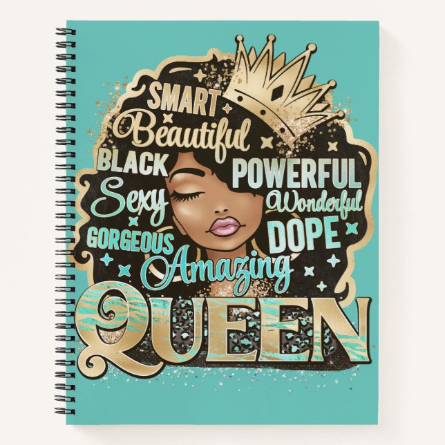 Cuaderno Sorprendente reina Melanin Mujer Sista Bling Drin (Anverso)