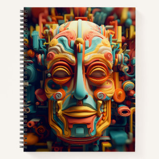 Cuaderno Sorprendente rostro humano gráfico de arte colorid