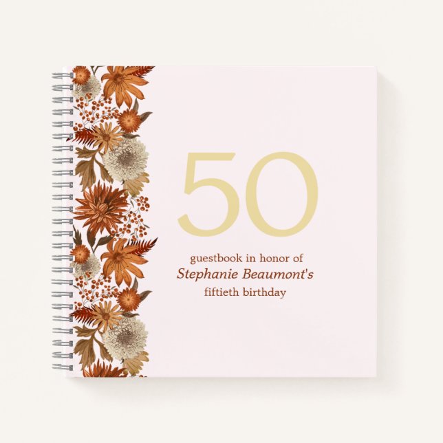 Cuaderno Sorpresa de la flor de otoño de una mujer: 50 años (Anverso)