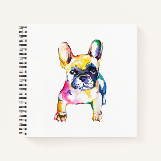 Cuaderno Sorteo de la mano de la acuarela del Bulldog franc (Anverso)