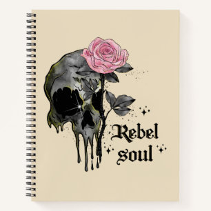 Cuaderno Soul Rebel - Calavera gótica con rosa rosado
