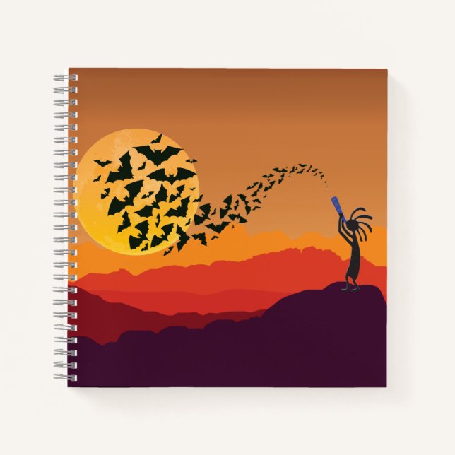 Cuaderno Southwestern Bats Moon Kokopelli (Anverso)