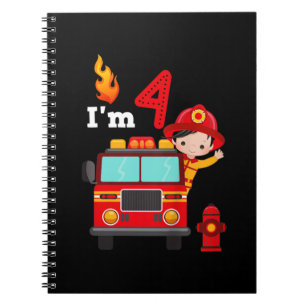 Cuaderno Soy 4to Nacimiento Niño Camión de bomberos Toddler