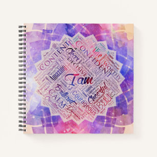 Cuaderno Soy afirmaciones de Word Cloud Art en loto