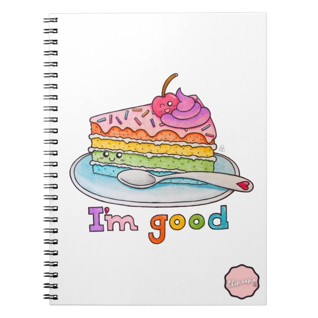 Cuaderno Soy bueno, pastel arcoiris Personalizado Kawaii (Frente)