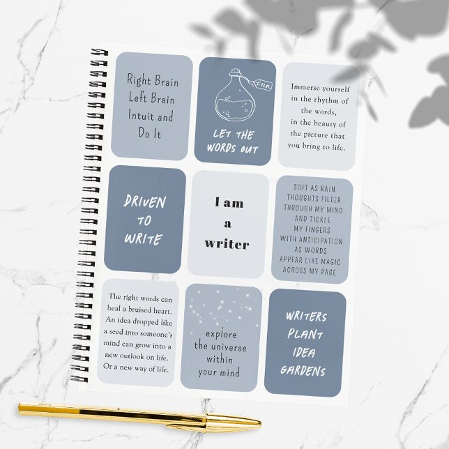 Cuaderno Soy escritor de citas motivacionales (I Am a Writer Shades of Blue Motivational Quotes Spiral Notebook)