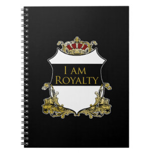 Cuaderno Soy Realeza Corona Cresta Negro Oro Lujo